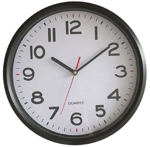 10 Inch Modern Round Black Wall Clock Large Numbers